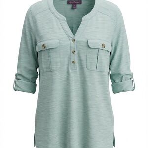 Gloria Vanderbilt Seafoam Button-Up Tunic